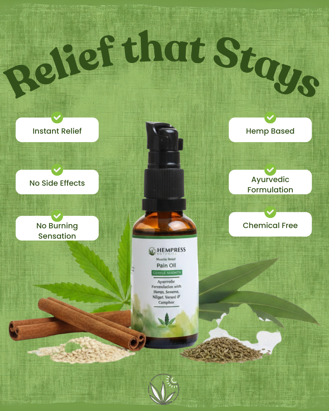 Hemp Pain Oil | Muscle Relief | Gentle Warmth - 30ml